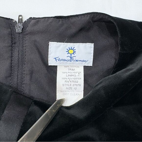 Florence Eiseman Girls Velvet Dress Size 12 Black Holiday Formal Designer - Picture 7 of 9